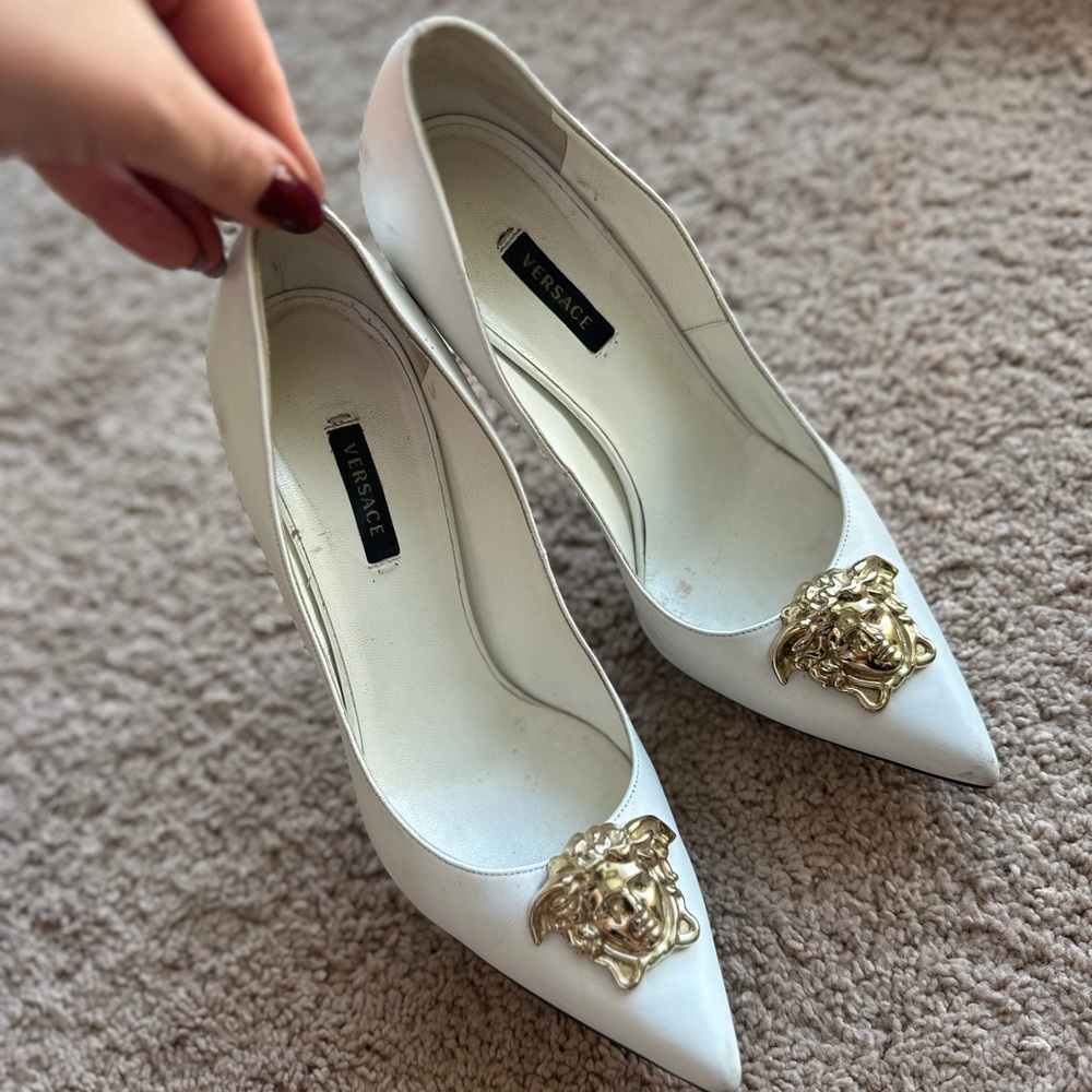Versace White and Gold Women's Shoes